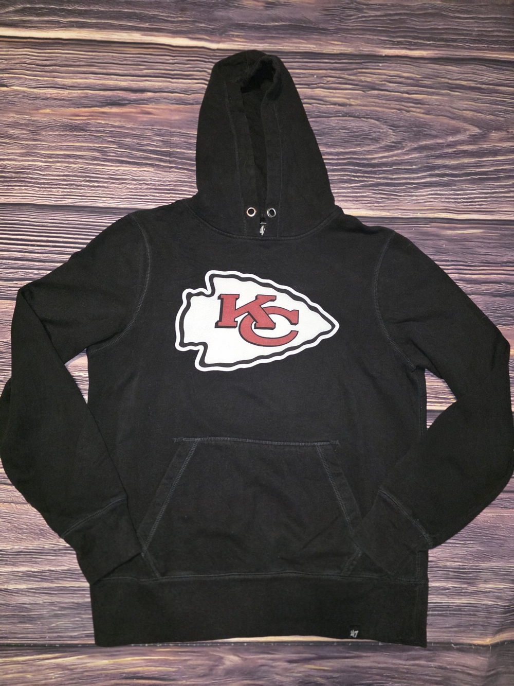47 Black Hoodie with White & Red KC Arrowhead Logo